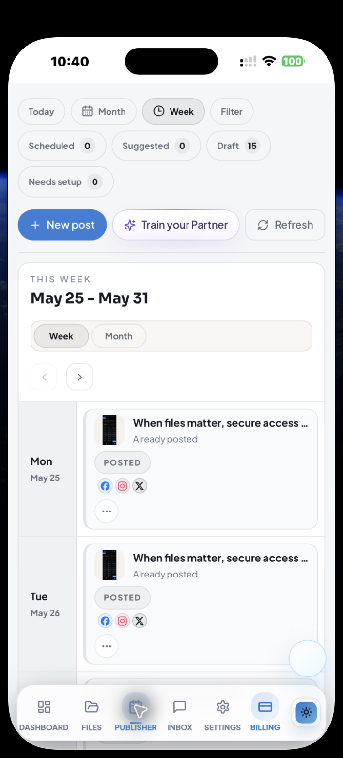 Current mobile Publisher calendar screenshot
